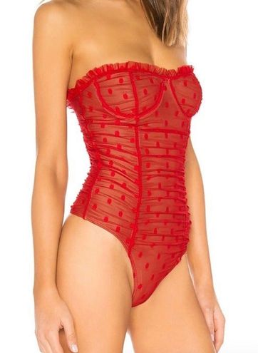 MAJORELLE Wyn Bodysuit in Red