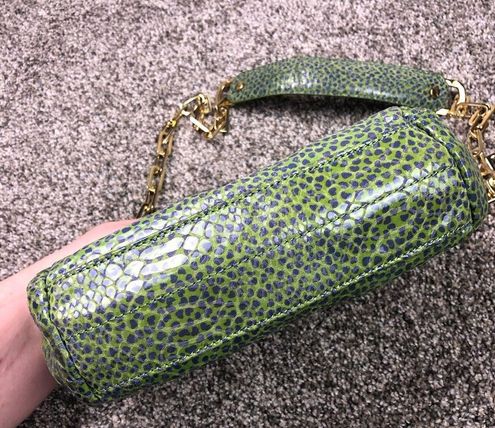 Tory Burch Green/Blue Python Print Patent Leather Shoulder Bag