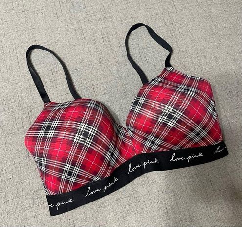 PINK - Victoria's Secret Victoria's Secret Pink Wear Everywhere Wireless  Lightly Lined Bra Plaid 36DD Red Size undefined - $35 - From Marie