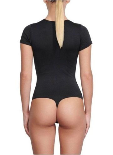 SKIMS Cotton Essential T Shirt Thong Bodysuit Onyx Black XL NWT