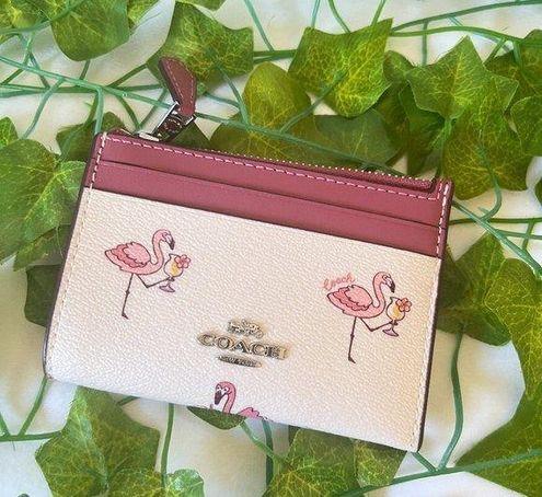 Coach Outlet Mini Skinny Id Case With Flamingo Print in White