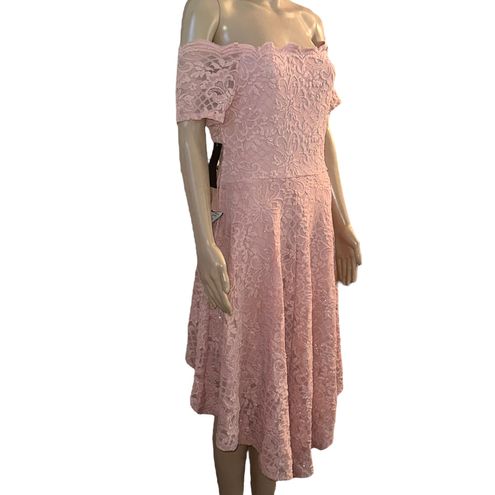 City Studios Juniors' Lace Fit & Flare Dress - Macy's  Fit and flare dress,  Pink dress short, City studio dress