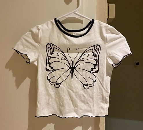 Sweet Butterfly Crop Top  Tops, Crop tops, White crop top