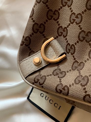 Gucci Monogram Medium Abbey D Ring Hobo Off White Tan - $587 (53