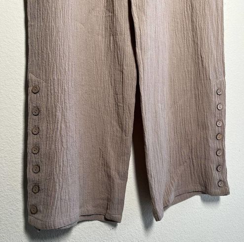 Soft Surroundings Oceo Gauze Wide Leg Pant High Rise Taupe Womens Large -  $45 - From Sam