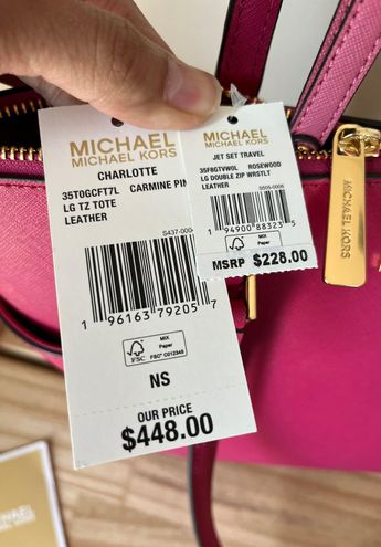 Michael Kors Jet Set Travel Double Zip Wristlet Rosewood Pink