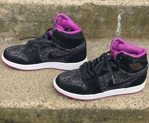 black and purple lace jordans