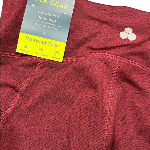 Tek Gear NEW Marled Burgundy High Rise Leggings Tights Size M