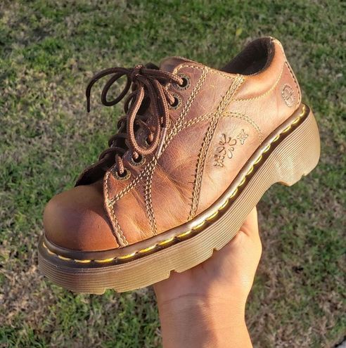 brown floral doc martens
