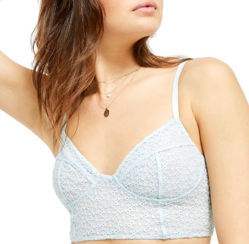 Free People Lele Floral Lace Unlined Longline Lace-Up Bra