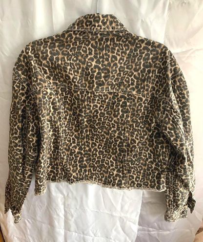 Free People Cheetah Print Denim Jacket 