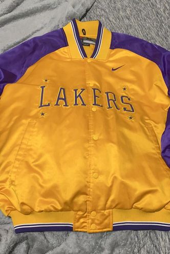 VTG RARE Nike Los Angeles Lakers NBA Satin White Gold Jacket