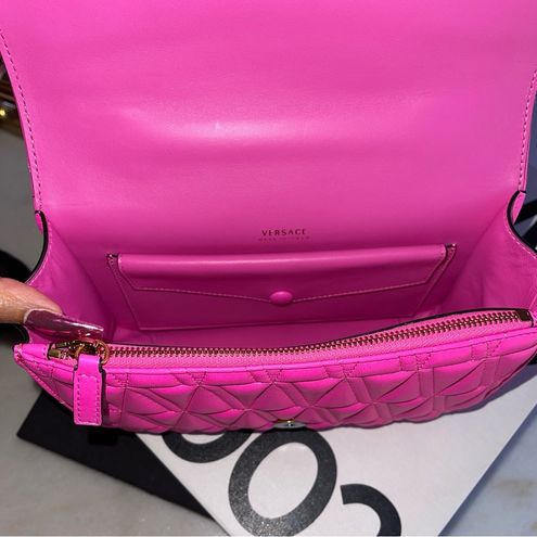 Versace, Bags, Versace Virtus Quilted Leather Tribute Crossbody Bag In  Fuchsia Gold