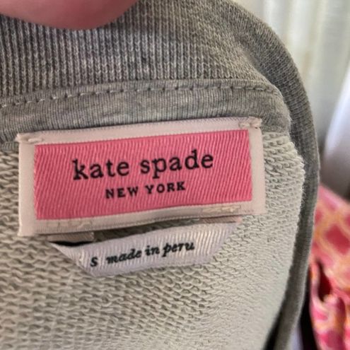 Kate Spade Womens Sweatshirt Size Small Rain Or Shine Short Sleeve Gray  $168 NEW