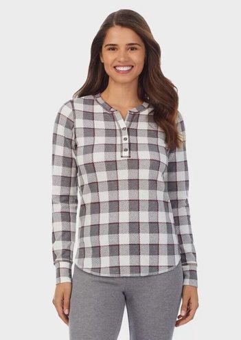 Cuddl Duds Warm Essentials Women's Gray Waffle Thermal Henley Shirt Size  Large - $10 - From Heather