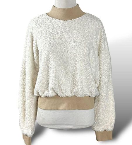 Fabletics Teddy Medium Cropped Malia Polar Fleece Pullover Sweatshirt Tan  Cream - $28 - From Gina