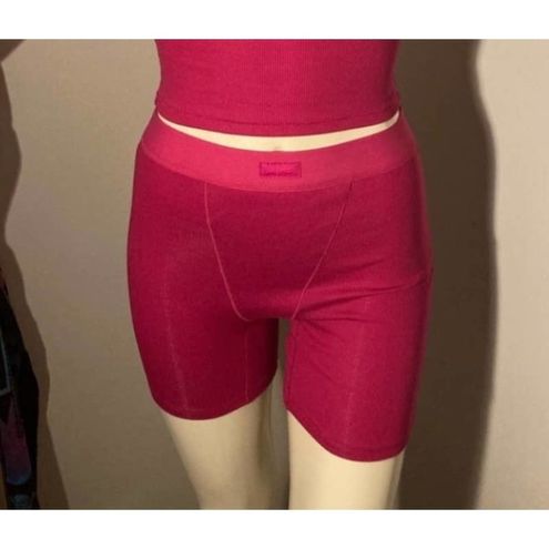 SKIMS LIMITED EDITION Size xs RASPBERRY PINK RIBBED SHORTS Rib Boxer xsmall  - $81 New With Tags - From Star