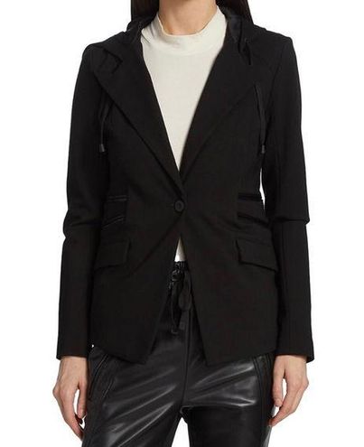 Blanc Noir Gayatri Blazer Jacket Women s XS Black Buttons Hooded