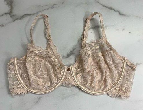 Le Mystere Beige Nude Sexy Lingerie Lace Bralette Bra 36D Size