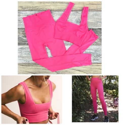 Free People NEW SET! Movement XS/S 7/8 GOOD KARMA Leggings Square Neck Bra  PINK - $98 (22% Off Retail) - From Jennifer