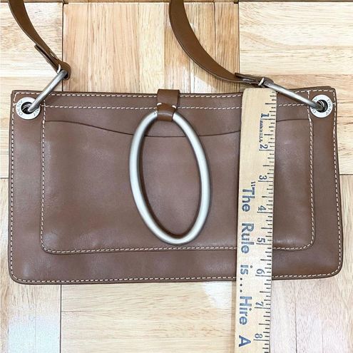 DKNY Tan leather vintage box shape crossbody purse Bag Medallion Size M Y2K