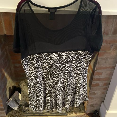 Torrid Plus Size Short Sleeve Illusion Mesh and Leopard Print