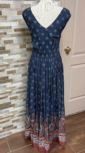 Lucky Brand maxi dress paisley print blue Sz 3XL