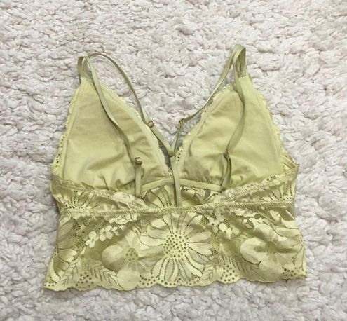 Aerie Sunflower Lace Padded Plunge Bralette Kitchy Mist Yellow Medium - $15  - From Megan