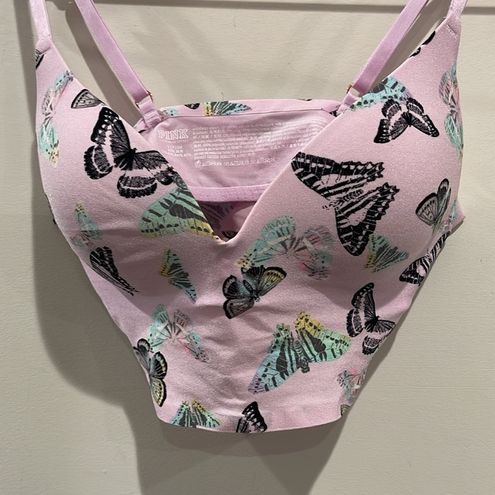 PINK - Victoria's Secret 🦋PINK🦋 MISTY LILAC BUTTERFLY LOUNGIN' WIRELESS  PUSH-UP BRA SMALL Purple - $29 - From Pinkeescloset