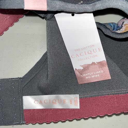 Cacique NWT Size 42C Gray - Pink & Blue Floral Cotton Lightly Line No-Wire  Bra - $28 New With Tags - From Gabrielle