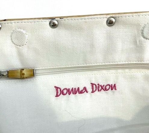 Donna Dixon gorgeous womens purse beige/ green cl. straw basic EUC sz  14x6.5x4.5 | eBay