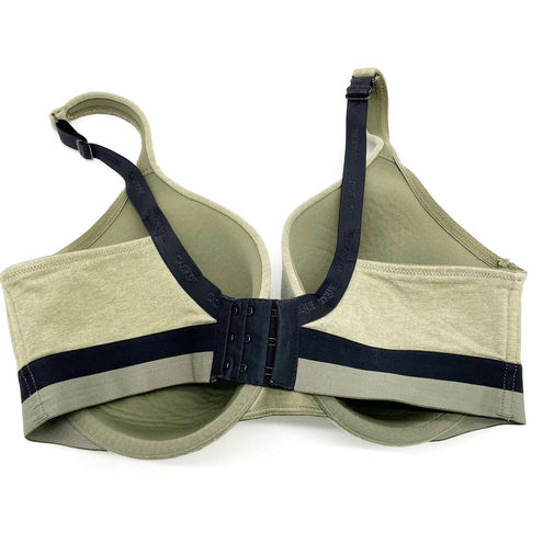 Cacique Women's 38DD Full Coverage Olive Green Black Spellout