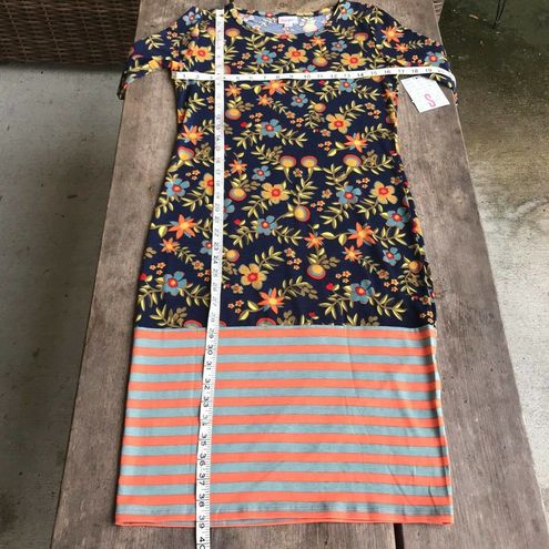 LuLaRoe Julia Dress Blue Orange Green Floral Stripes NEW NWT Size Small -  $21 New With Tags - From Katie