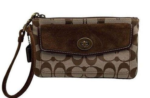 New Coach Original Sadie Crossbody Clutch Brown Signature