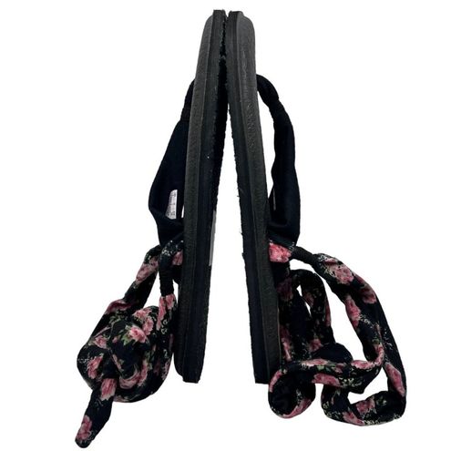 Sanuk Womens Slinged Up Yoga Mat Sandal Size 7 Black Floral Print Wrap  Strappy - $31 - From Kathy