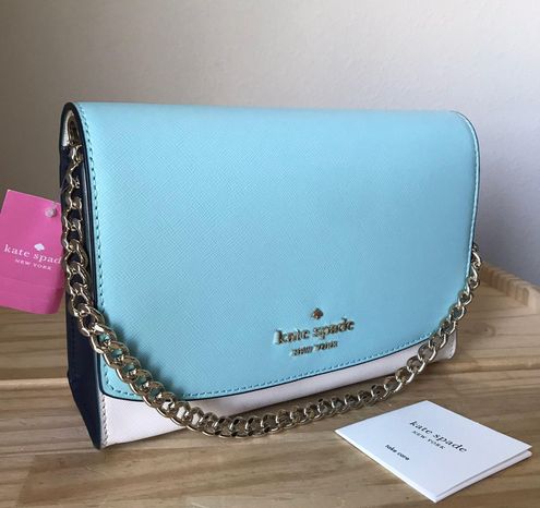 Kate Spade Convertible Crossbody Carson Colorblock Poolside Blue White  Chain