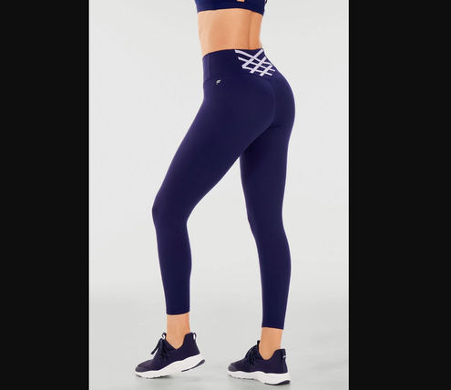 Fabletics Boost PowerHold Navy Blue Criss Cross Back High-Waisted 7/8  Leggings XS - $32 - From Erin