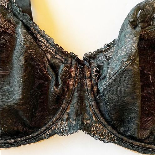 Cacique Unlined Full Coverage Black Lace Bra 50C Plus Curvy