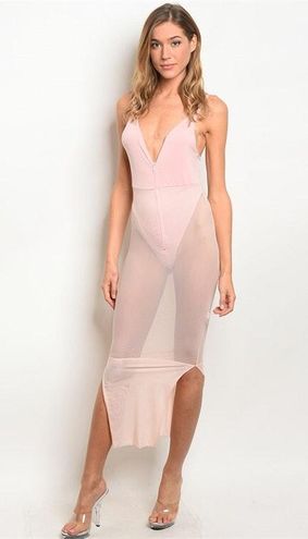 Mesh Bodysuit Midi Dress