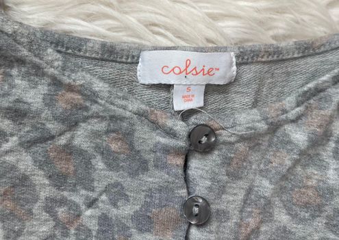 Colsie Leopard Print Fleece Lounge Sweatshirt and Jogger Pants