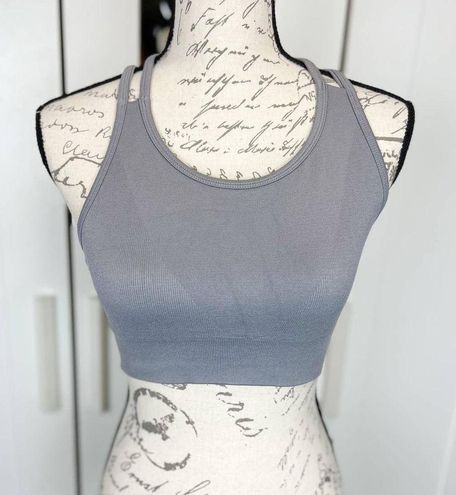 Yogalicious Longline Seamless Sports Bra with Strappy Back in Gray