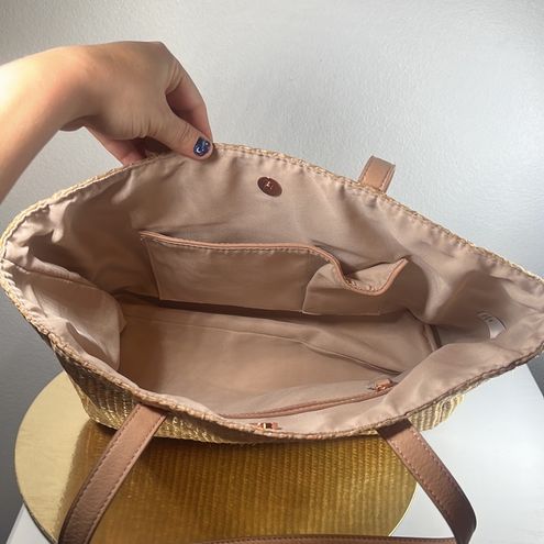 LC Lauren Conrad Purse Bag Brown Leather gold zipper hand bag carry 