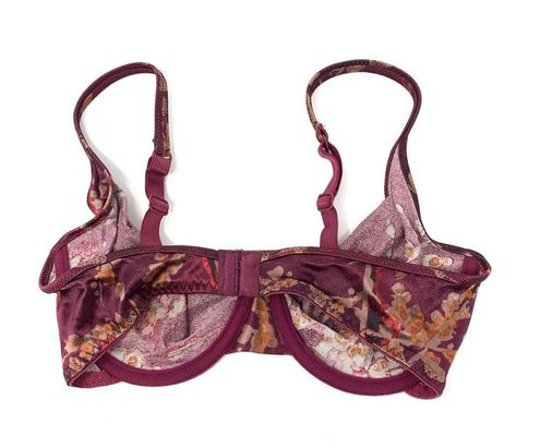 Victoria's Secret Vintage 1999 Women's Sz 34D Maroon Floral Satin Unlined  Bra Red - $45 - From Gwen