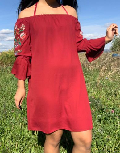 Bleuh Ciel Red Off The Shoulder Dress - $18 (72% Off Retail