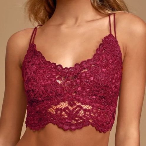 NWT Free People Celine Bralette Red Mulberry XS