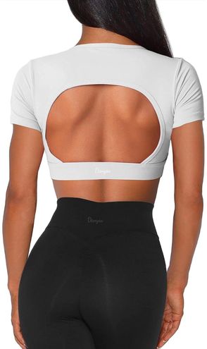 Danysu Open Back Crop Tops with Removable Pad Backless Workout Gym Shirt Bra  Going Out Top