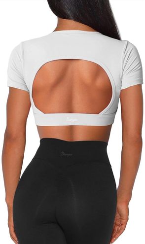 Danysu Open Back Crop Tops with Removable Pad Backless Workout Gym Shirt  Bra Going Out Top White - $19 (24% Off Retail) - From Saleen