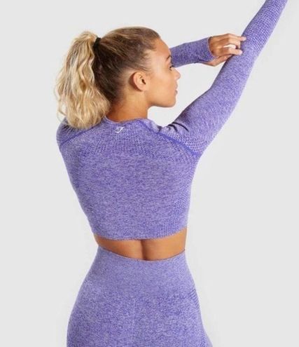 Gymshark Vital Seamless Long Sleeve Crop in Purple Marl Size L