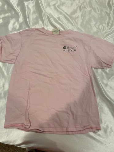 Simply Southern Shirt Women Medium Pink Classy Boujee Peachy