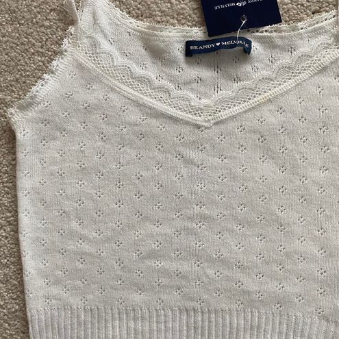 Brandy Melville White Knit Pointelle Tank Top Size undefined - $23